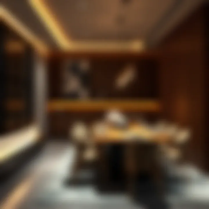 Elegant long LED fixtures illuminating a stylish dining area