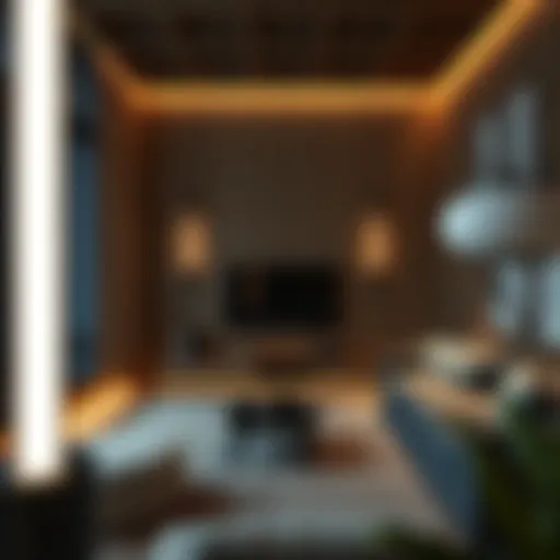 Luxurious long LED lights in a modern living room setting