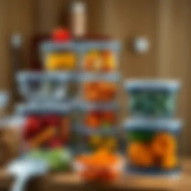 Preservation of Food Freshness with Vacuum Containers Variety of foods preserved in vacuum storage containers.