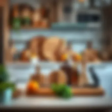 Various cutting boards in a modern kitchen setup