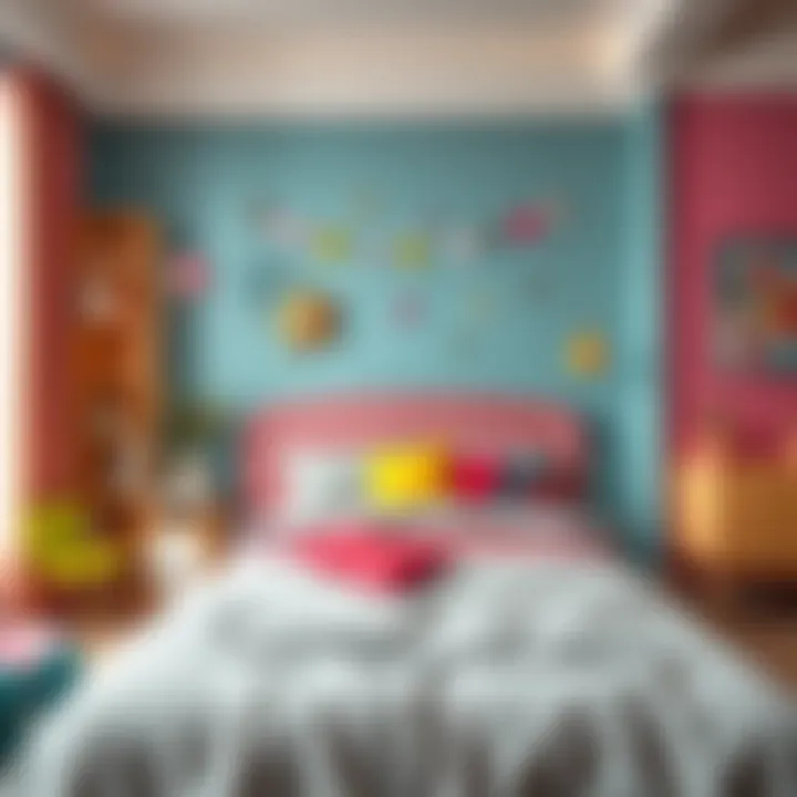 Colorful Bed Arrangement for Youth Vibrant and colorful youth bed arrangement with playful decor