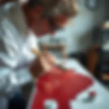 Masterful Application Techniques Expert applying filling technique on furniture