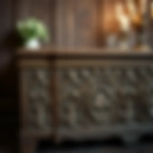 Vintage bridal chest showcasing intricate carvings