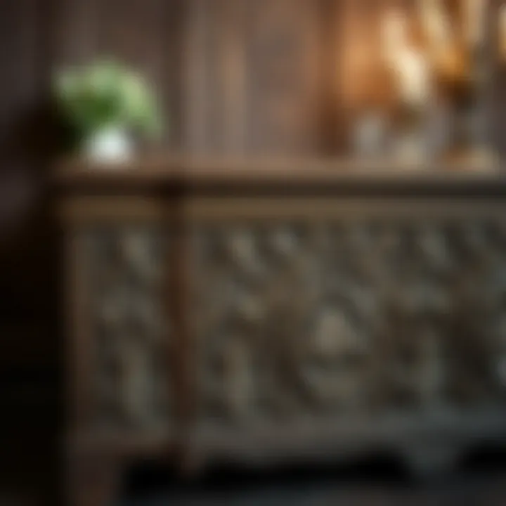 Vintage bridal chest showcasing intricate carvings