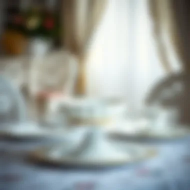 Vintage porcelain cake plate set on a finely decorated table