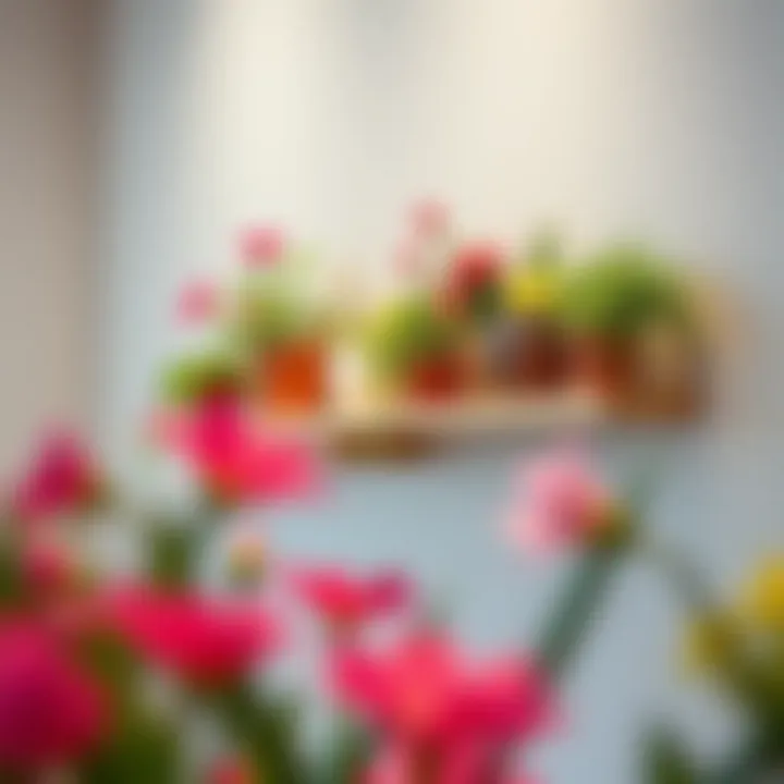 Stylish Wall-Mounted Flower Shelf Design Elegant wall-mounted flower shelf showcasing vibrant plants