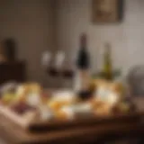 Artfully arranged wine and cheese platter showcasing diverse flavors