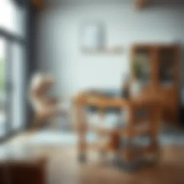 Elegant wooden serving trolley in a modern dining room setting