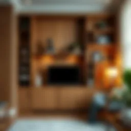 Elegant wooden shelving unit enhancing interior decor