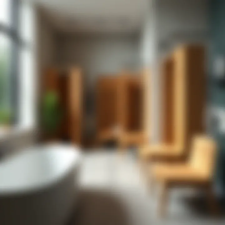 Variety of Wooden Shower Seats Different styles of wooden shower seats in a stylish bathroom