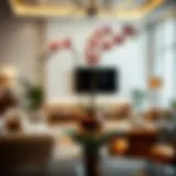 Elegant Artificial Orchid Arrangement Elegant artificial orchid arrangement in a modern living room