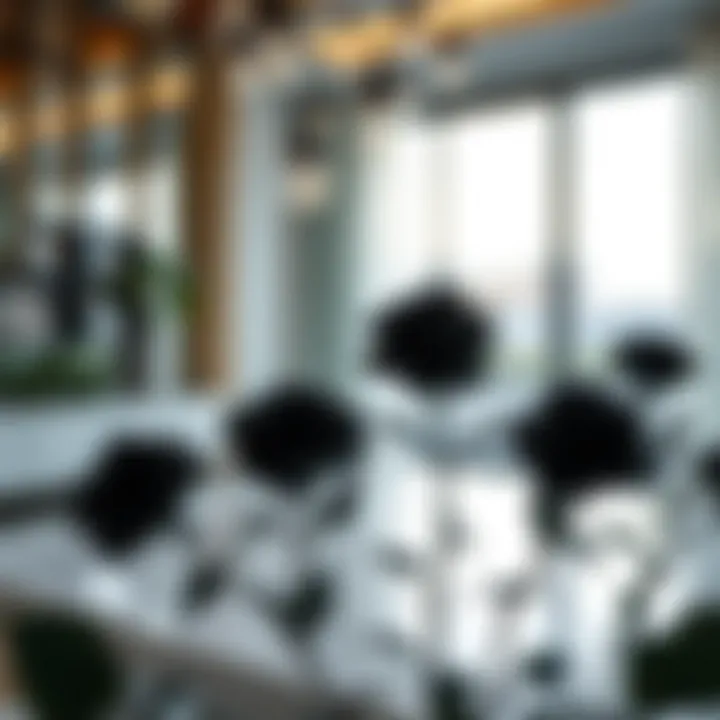 Innovative interior decoration featuring artificial black roses as focal points