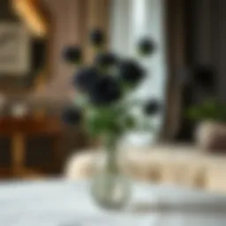 Stunning arrangement of artificial black roses in a modern vase showcasing elegance