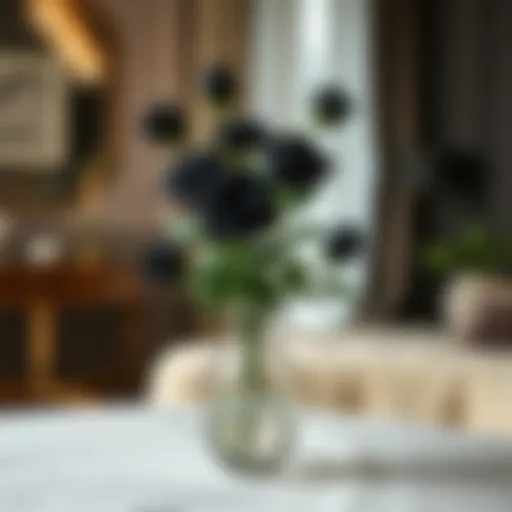 Elegance of Artificial Black Roses Stunning arrangement of artificial black roses in a modern vase showcasing elegance
