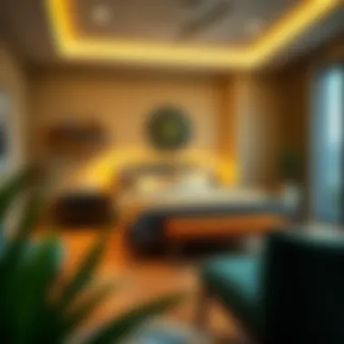 Contemporary Bold Bedroom Style Contemporary bedroom featuring bold colors and modern furnishings