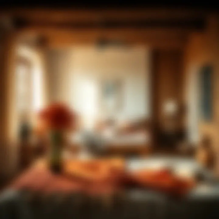 Rustic Warmth in Bedroom Cozy rustic bedroom showcasing warm tones and wooden elements