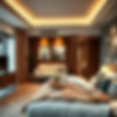 Cozy bedroom with modern furniture arrangement