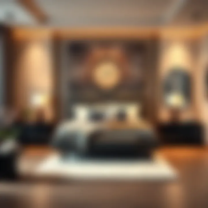 Contemporary bedroom set with stylish accessories