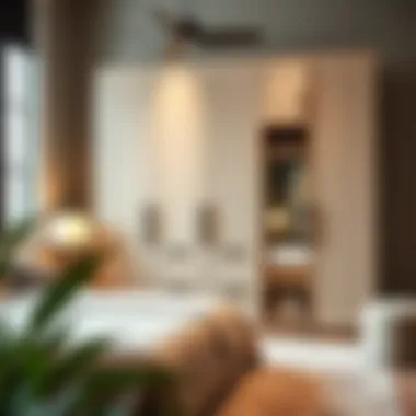 Stylish wardrobe in a contemporary bedroom setting with matching decor