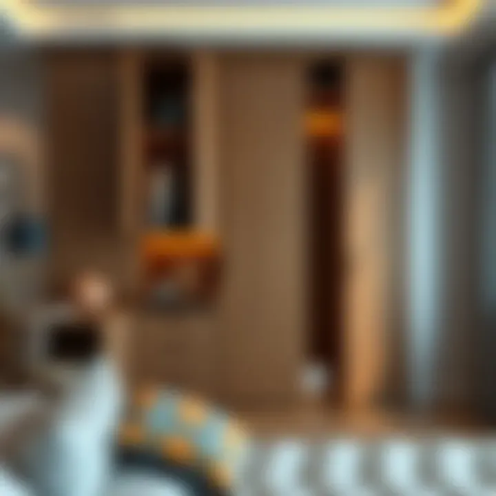 Luxurious wardrobe featuring unique materials and artistic design elements