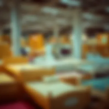 Various options of toddler beds displayed in a furniture store