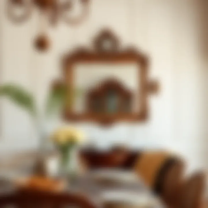 Vintage style mirror enhancing dining room decor