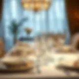 Elegant dining table arrangement with fine china and crystal glassware