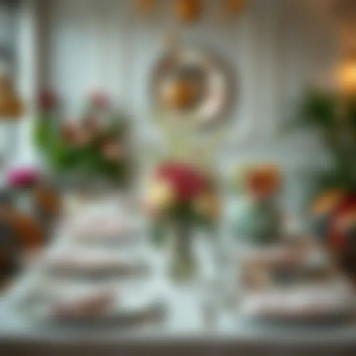 Beautifully decorated table with floral centerpieces and stylish cutlery