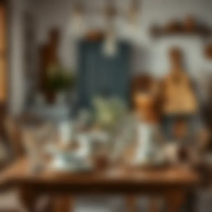 Rustic dining setup featuring wooden elements and artisanal dinnerware