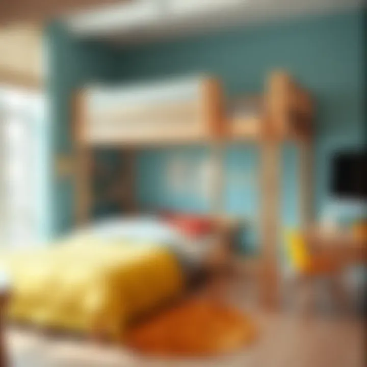 Trendy Loft Bed for Youth Room Trendy loft bed in a vibrant youth space