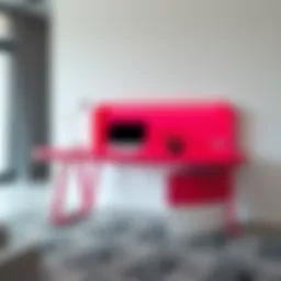 A modern youth desk design with sleek lines and vibrant colors