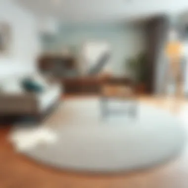 Stylish round gray rug complementing minimalist furniture