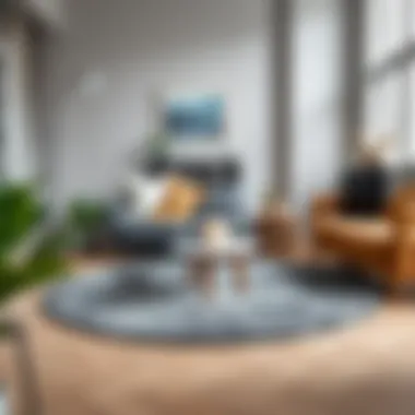 Elegant round gray rug enhancing a modern living room