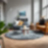 Sophisticated Round Gray Rug in Contemporary Space Elegant round gray rug enhancing a modern living room